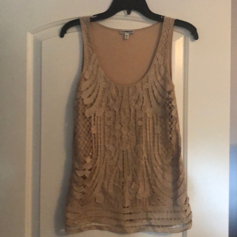 Ike new gold crochet sparkle Express tank - small